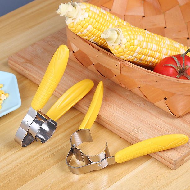 Cuchillo para maíz Pelador de maíz, separador de maíz de acero inoxidable Pelador de maíz Cocina Utilidad doméstica Gadget Trilladora de maíz (amarillo) (1 unidad)
