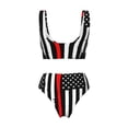 thumbnail image 5 of Daiia Firefighters USA Flag Women's Bikini Set Two Piece Swimsuit High Waisted Bikini Adjustable Straps Bikini Perfect for Beach, Pool, and Summer Vacation-, 5 of 9