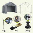 thumbnail image 3 of 8x8 ft Outdoor Storage Shelter Shed- Waterproof & UV-Resistant Heavy Duty Storage Tent with Roll-up Door, Portable Garage Storage shed for Bike, ATV, Motorcycle Shelter, Gray, 3 of 8