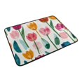 thumbnail image 6 of Bath Curtain & Non-Slip Bath Mat Set 12-Grommet Shower Curtain Memory Foam Bath Rug Cute Watercolor Tulips, 6 of 8