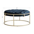 thumbnail image 2 of Weston Home Oddie Gold Finish Velvet Button Tufted Round Ottoman, Blue, 2 of 10