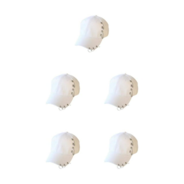 Guardoinrt Adjustable Belt Baseball Cap With Ring Decor Stay Fashionable And Comfortable Chain White 5Set