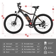 ZDZA 27.5 Electric Bike for Adults, Peak 1500W Motor 25MPH E-Mountain Bike, 48V 10.4Ah Removable, 7-Speed Ebike with Display UL2849