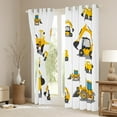 thumbnail image 3 of Construction Truck 30%-50% Blackout Curtains, Cartoon Tractor Car Curtains Excavator Bulldozer Curtains & Drapes, Equipment Trucks Window Treatments for Teens Youth, Yellow White, 3 of 5