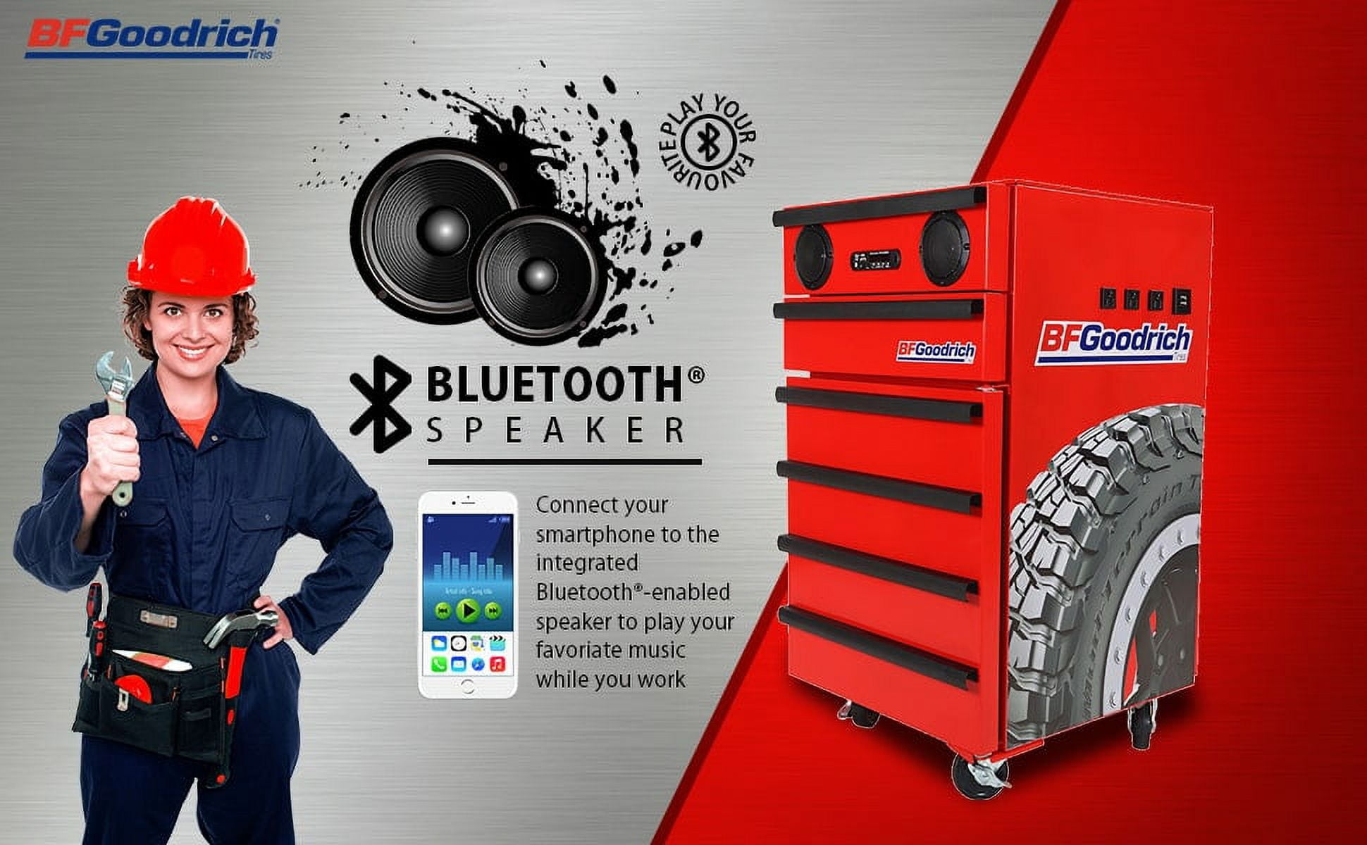 BFGoodrich 1.8 Cu ft (50L) Tool Chest Fridge with Wheels and Speakers