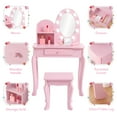 thumbnail image 6 of Kids Vanity Set, Princess Makeup Dressing Table and Stool Playset with Mirror & Drawers, Wooden Pretend Play Set for Girls Ages 4-9, Creative Dress-Up Fun, Birthday Gifts, and Room Decor, 6 of 6