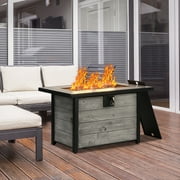 42'' Propane Fire Pit Table Gas 50,000 BTU Outdoor Fireplace with Cover and Lava Rock, Auto-Ignition, Adjustable Flame, Dark Charcoal Frame