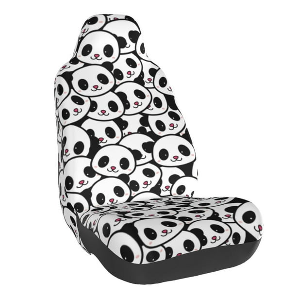 Balery Cute Panda Face Funda de Asiento para Auto con Diseño - Cubierta Frontal Suave y Transpirable con Protector Antideslizante- 1 Unidad
