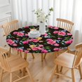 thumbnail image 3 of Pioneer Flower Floral Print Pattern Round Fitted Tablecloth with Elastic Edge,Dining Table Cover Waterproof,Outdoor Round Tablecloth for Camping,Dining,Indoor and Outdoor, 3 of 7