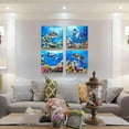 thumbnail image 3 of Canvas Wall Art For Living Room Boho Bathroom Wall Decor Bedroom Canvas Pictures Artwork 4 Piece Turtles Blue Ocean Wall Paintings Theme Stretched And Frame Ready To Hang Modern Home Decor Beach Works, 3 of 6