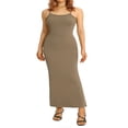 thumbnail image 1 of Robe Crayon Décontractée Sans Manches Longue Bodycon Maxi Col Rond Caramel L, 1 of 7