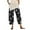 A-Black46, variant on Womens Pants Cotton And Linen Flower Graphic Elastic Waisted Loose Ankle Pant Summer Relaxed Buttom Cropped Pant