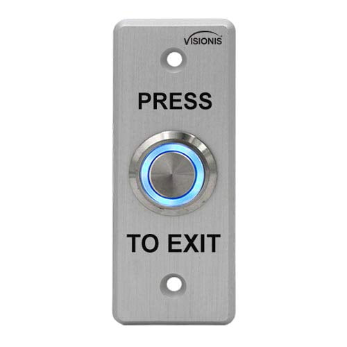 Visionis VIS-7008 Interior Exterior Resistente a la intemperie IP65 Acero inoxidable Tipo timbre Botón redondo Pulsador para salir Delgado para control de acceso a puerta con LED NC COM y NO salidas