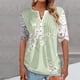 thumbnail image 2 of Blusa informal de manga corta con cuello en V y malla de encaje con estampado floral para mujer OAVQHLG3B Store lin121212, 2 of 4