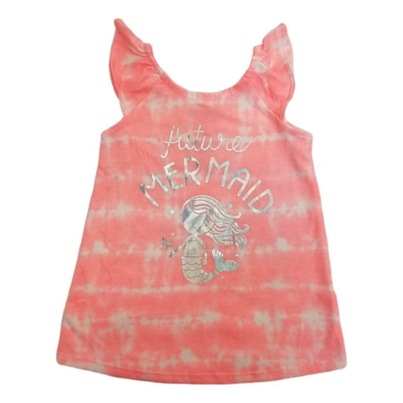 Infant Girls Neon Coral & Silver Tie Dye Future Mermaid Tee Shirt T-Shirt 12M