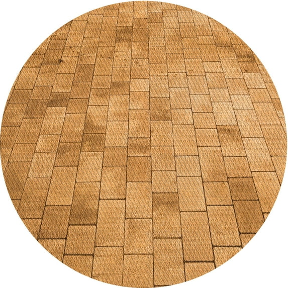 Ahgly Company Machine Washable Indoor Round Transitional Beer Orange Area Rugs, 5' Round