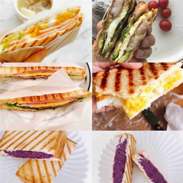 2X Grilled Sandwich Maker,Bread Toast Breakfast Machine,Hot Sandwich Pan, Aluminum Flip Pan,Kitchen Tool