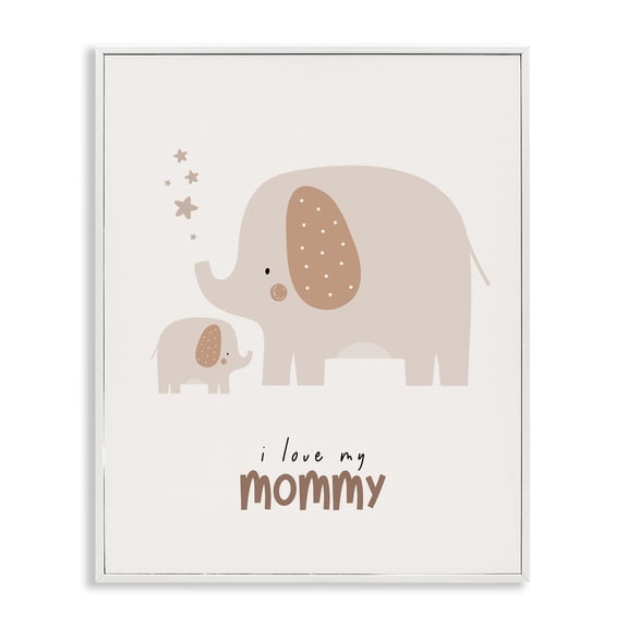 Stupell Industries Bohemian Love My Mommy Elephant White Framed Giclee Art, 11 x 14, by LSR Design Studio