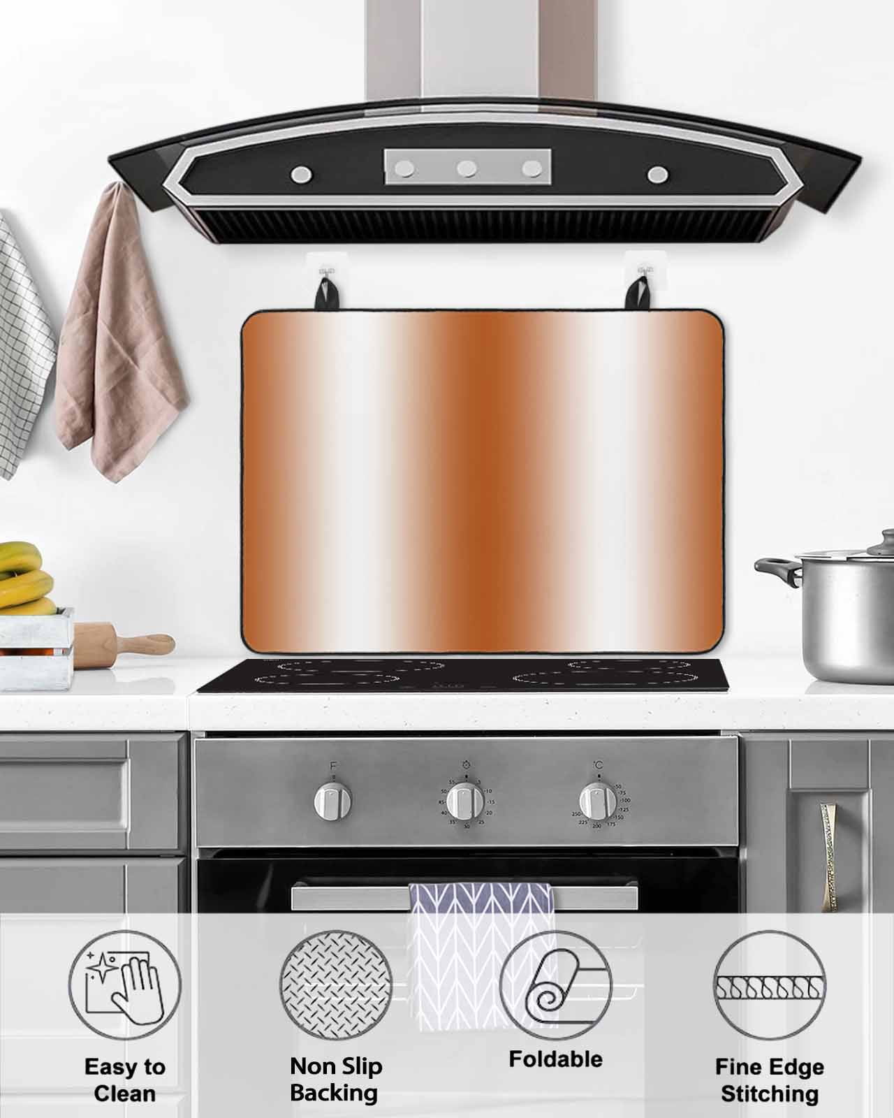 nqOlkjepod Large Induction Cooktop Protector Mat 24"x21", Orange White Ombre Stove Top Covers for Electric Stove, Farmhouse Country Minimalist Art Stove Burner Cover Mats, Glass Top Stove Cover