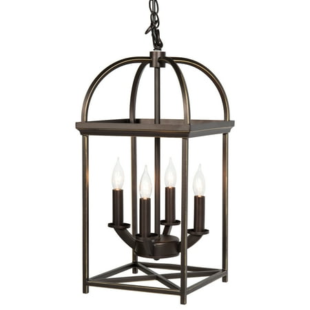 Dining Room Lights Modern Best Choice Products 4-Light Modern Hanging Pendant Ceiling Chandelier with Adjustable Chain for Home, Dining Room, Kitchen, Foyer, Bronze ()