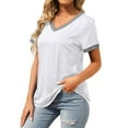 thumbnail image 6 of Njoeus Shirt for Women, Blouses for Women Dressy Casual women's Short Sleeve Shirts Summer Tops Casual V-Neck Tunic Top for Women Loose Fitted Basic T-Shirt Blouses S-XXL, 6 of 9