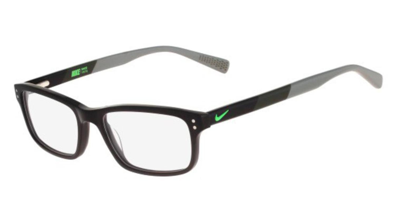 Nike Mens Eyeglasses 7237 001 Blackgreygreen Full Rim Optical Frame 52mm 