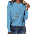 thumbnail image 1 of Pisexur Hauts pour Femmes Mode d'Automne T-Shirt à Imprimé Graphique Amusant Col Rond Manches Longues Chemises pour Femmes Chic Décontracté Hauts de Sortie Confort Polyvalent Blouses Légères, 1 of 5