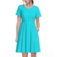 thumbnail image 1 of Vsdgher Aqua pour Femmes Été 2025 Robes Midi Maxi Décontractées Légères Manches Courtes Col Rond Robe de Plage, 1 of 6
