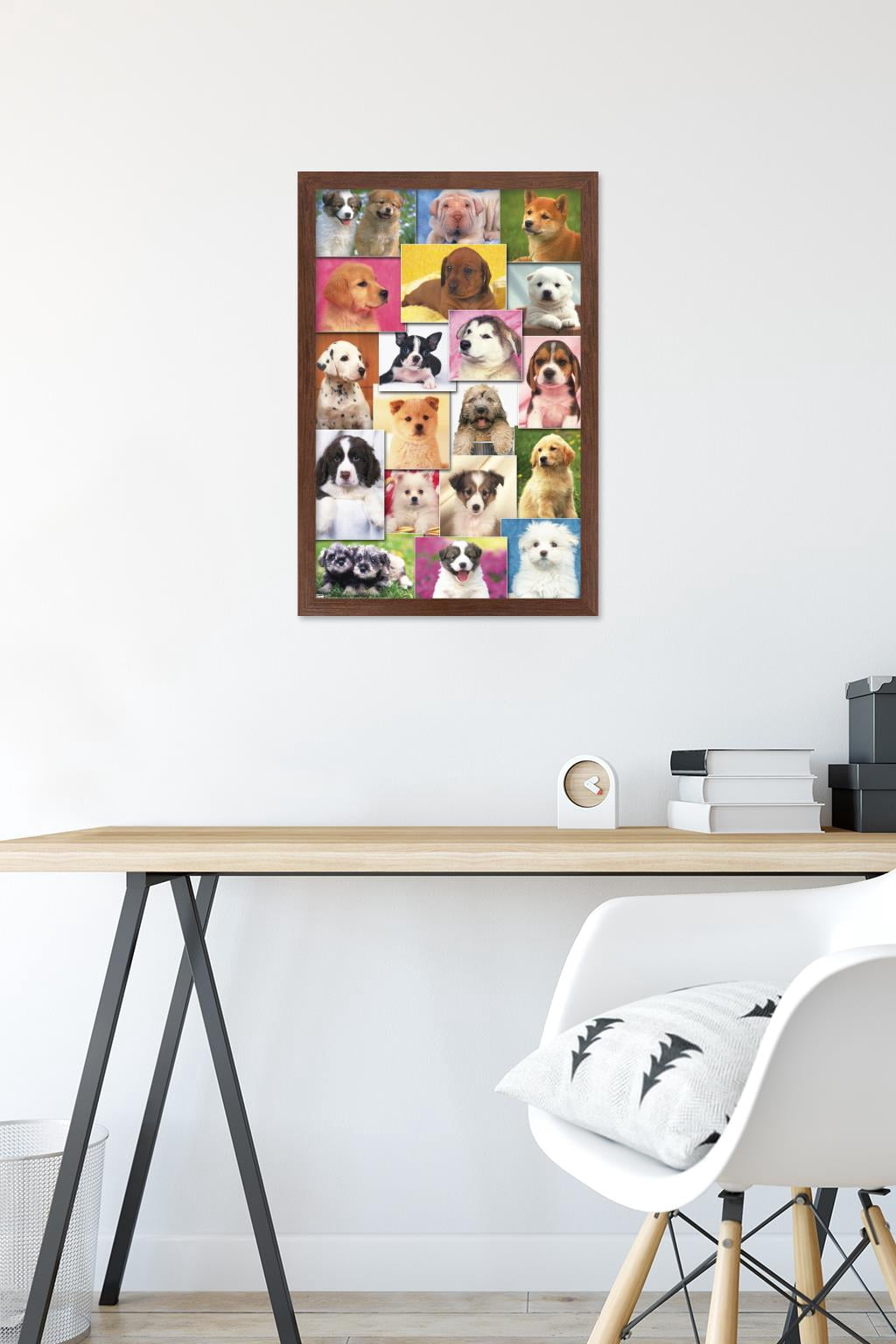 Keith Kimberlin - Puppies Grid Wall Poster, 14.725" x 22.375", Framed