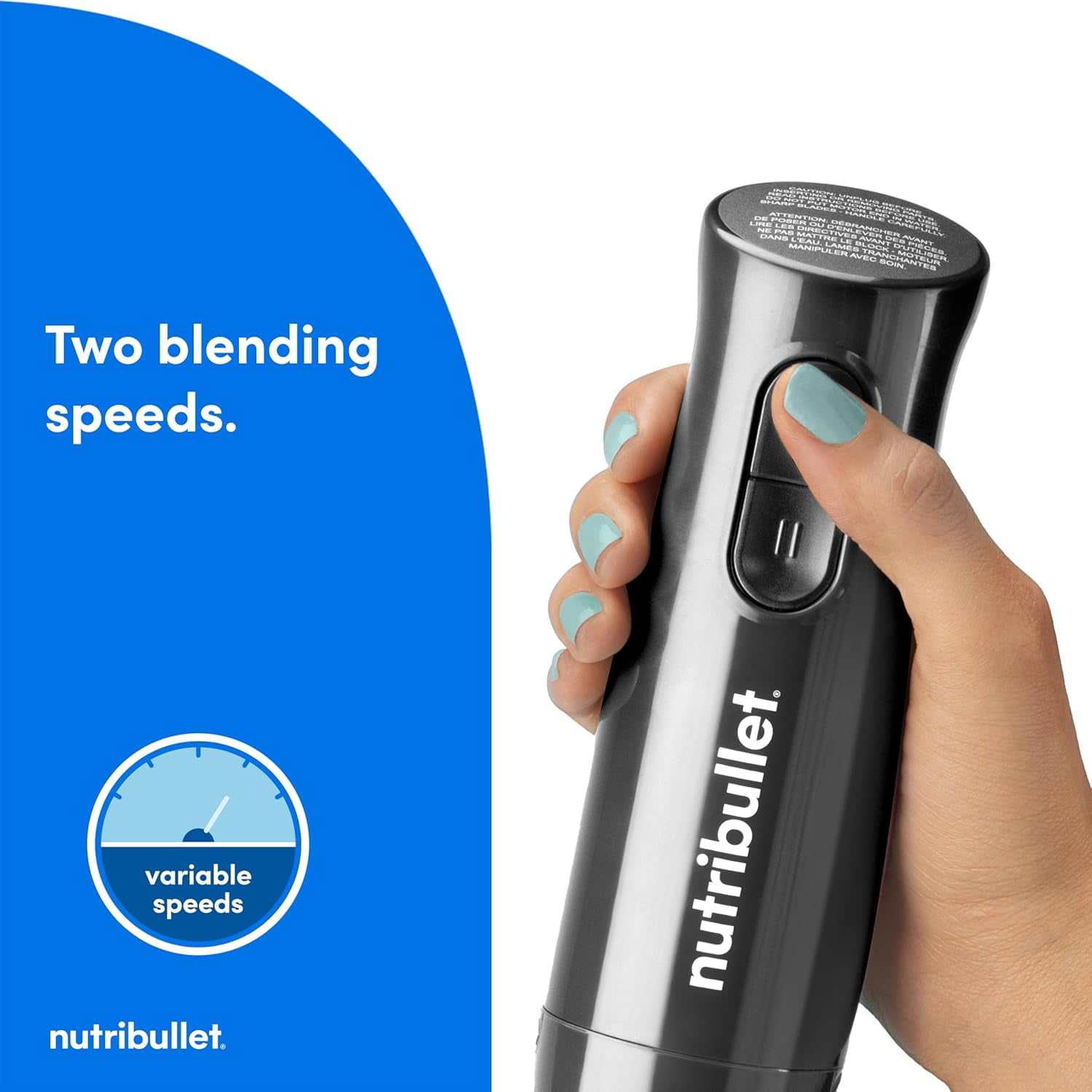 Lite Immersion Blender Dark Gray - Ergonomic Handheld Mixer for Soups and Sauces