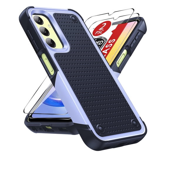 LeYi for A25 5G Phone Case, Case for Samsung Galaxy a 25 5G with Screen Protectors, Shockproof Heavy Duty Dual Layer Protective Hard PC Textured Back & Soft Bumper Case for Samsung A25 5G, Purple