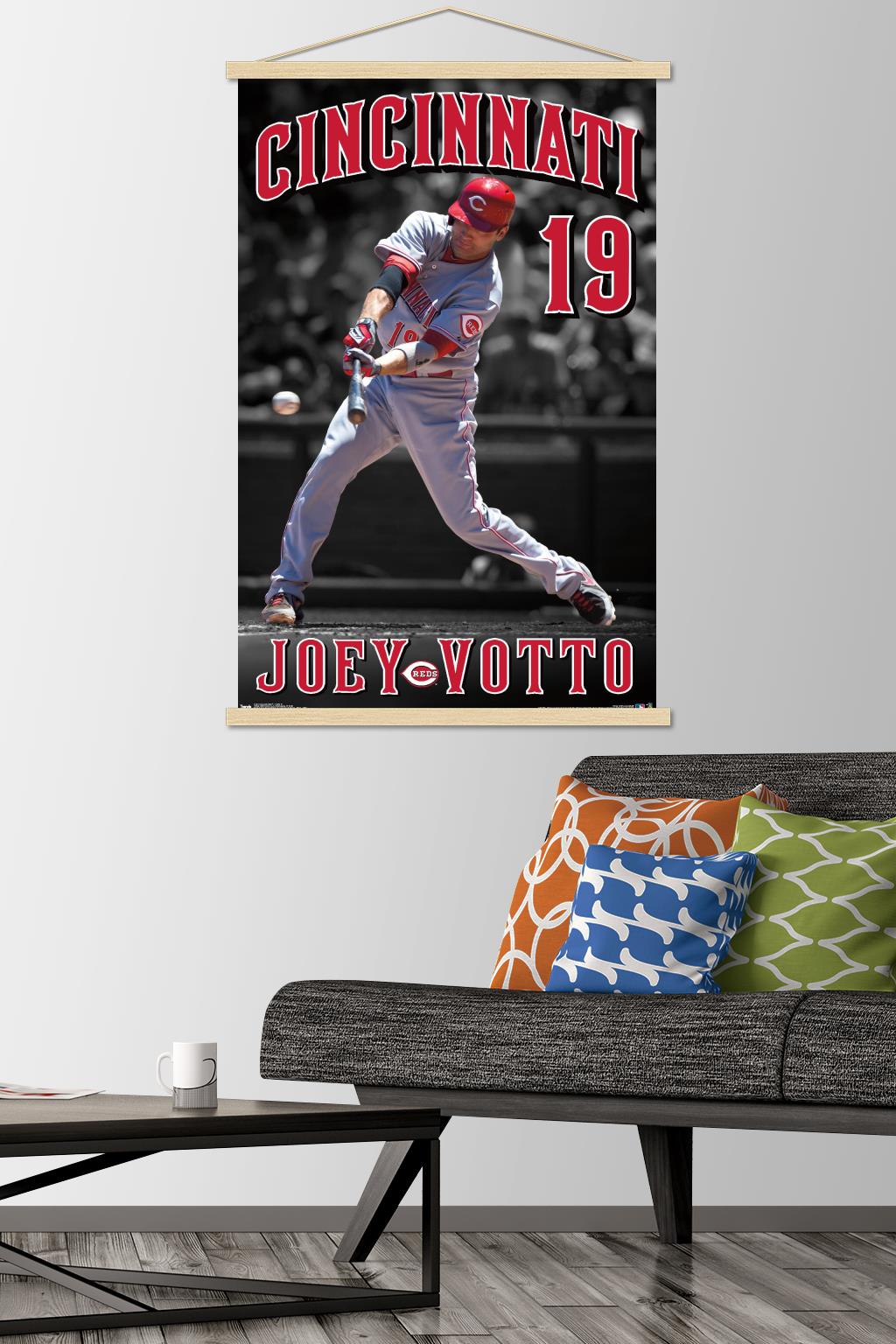 MLB Cincinnati Reds - Joey Votto 15 Wall Poster with Wooden Magnetic Frame, 22.375" x 34"
