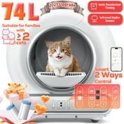 Famistar Self Cleaning Cat Litter Box, Automatic Cat Litter Box with APP Control, 65+9L Large Capacity, All-round Safety Protection, Fully Auto Cleaning, Support 2.4G WiFi Only, 2 Rolls Liner Gift