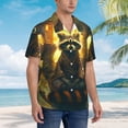 thumbnail image 3 of Balery Tree Meditating Raccoon Camisas hawaianas de manga corta para hombre, camisas playeras de corte holgado, camisas de vacaciones con botones,Small, 3 of 7