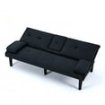 thumbnail image 2 of The 67-inch black PVC multi-functional sofa bed with a foldable and cup holder design makes it extremely convenient to turn the living room into a guest room, 2 of 13