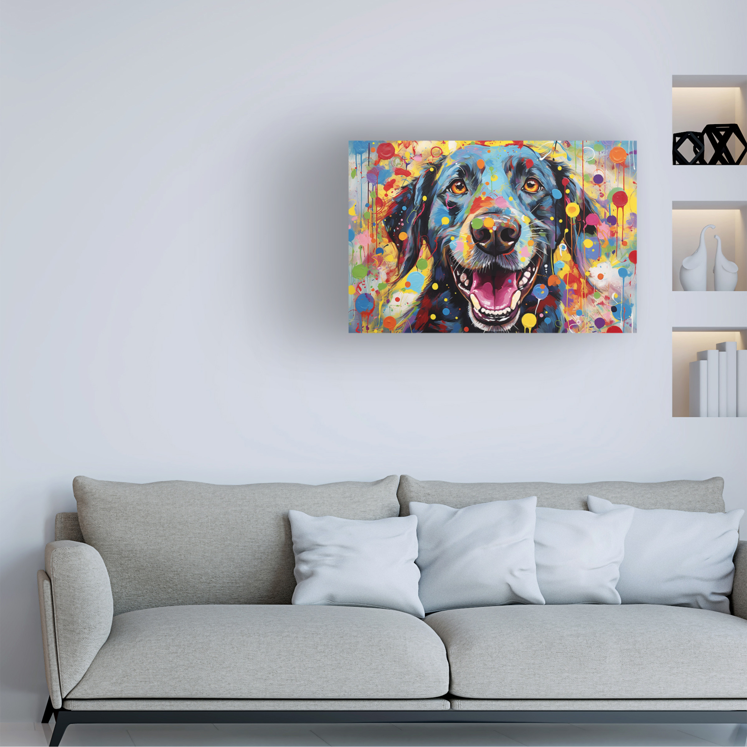 Canvas Wall Art - Ray Heere 'Happy Dog 6' Wall Art for Living Room, Bedroom, or Office DÃ©cor by Trademark Fine Art - 47 x 30 Inches