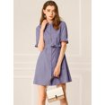 thumbnail image 2 of INSPIRE CHIC Robe Chemise Décontractée à Manches Courtes Unie pour Femmes, 2 of 6