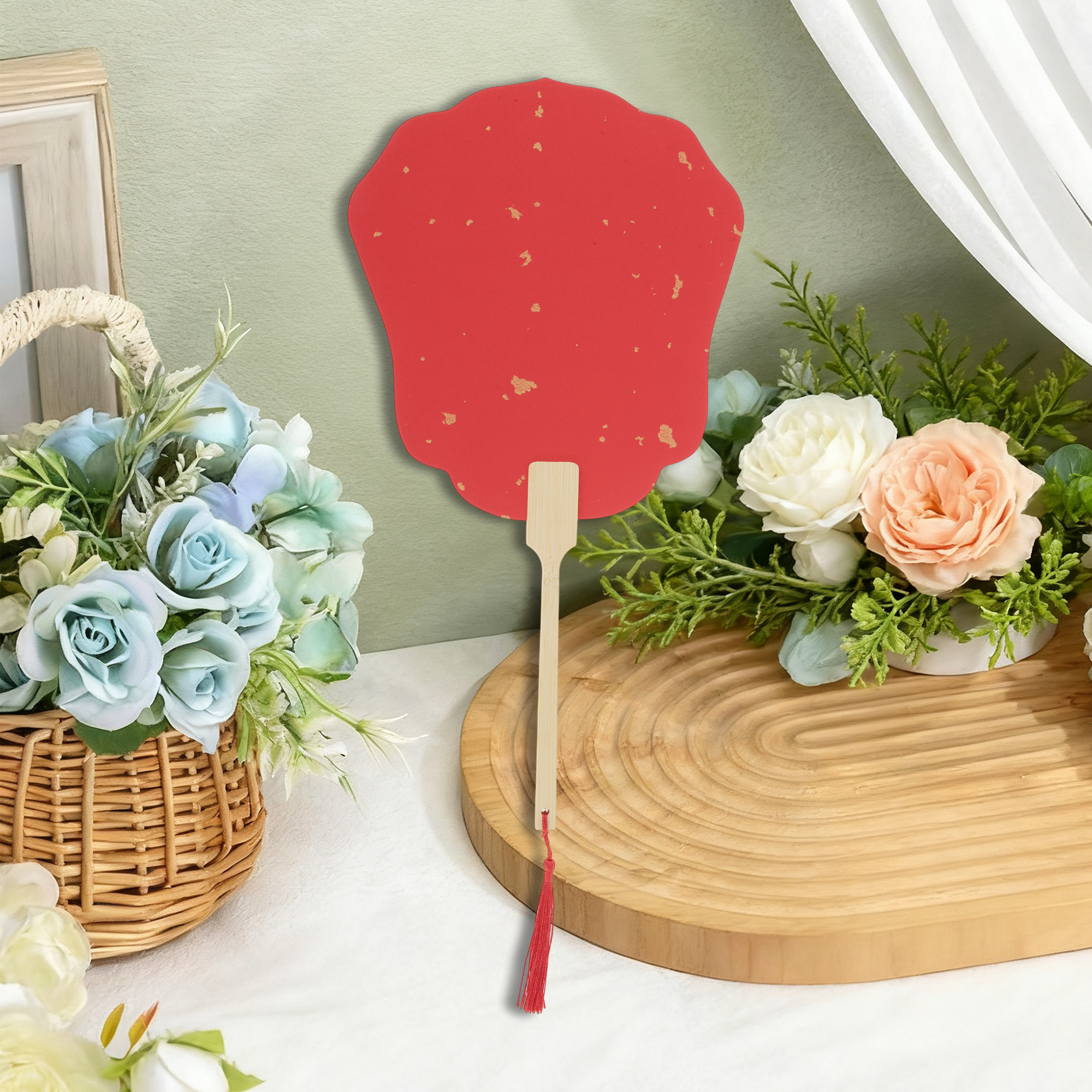Unique Bargains Folding Fan Red Lily