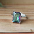 thumbnail image 4 of Mystic Topaz Ring, 925 Silver Ring, Rainbow Gemstone Ring, Emerald Cut Ring, Iridescent Crystal Ring, Prism Ring, Cocktail Ring, Boho Ring, 4 of 5