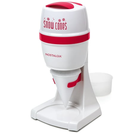 Nostalgia Snow Cone Maker, Shaved Ice Machine and Snow Cone Maker with 2 Ice Molds, Red