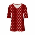 thumbnail image 4 of MIUOWANP Women's Oversized T-Shirt Summer Casual Short Sleeve Loose Tee Tops Loose Polka Dot Printed Short-Sleeve V-Neck Tops Size, 4 of 4