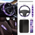 thumbnail image 3 of Renewold Dolphin Moon Violet Car Seat Covers Front Seats Set of 12, Steering Wheel Cover Seatbelt Cushion Pad Center Console Cover Trash Bin Sunglass Holder Rearview Mirror Cover Cup Holder Keychain, 3 of 7
