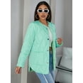 thumbnail image 5 of Eilly Bazar Quilted Padded Jacket for Women Long Sleeve Crop Length Female Jacket Mint S, 5 of 5