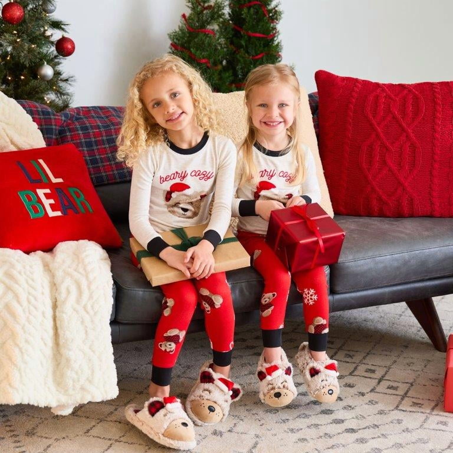 Dearfoams Kids' Matching Family Pajamas Top and Jogger Pants Set, 2-Piece, Sizes 6-12