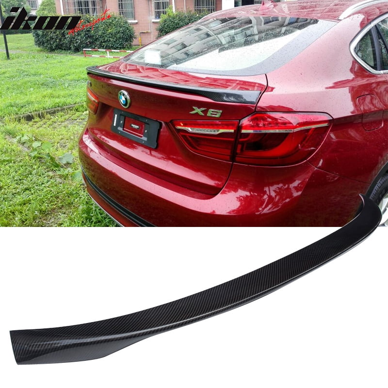 Compatible With 2015-2017 BMW X6 F16 P 2 Style Carbon Fiber CF Rear Trunk Spoiler Wing Black