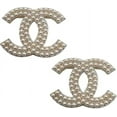 thumbnail image 1 of Broche Cc pour Femme, Chandail, Petit Complet, Broche Décorative, Diamant, Perle, Broche Décorative à Bouton, 1 of 5