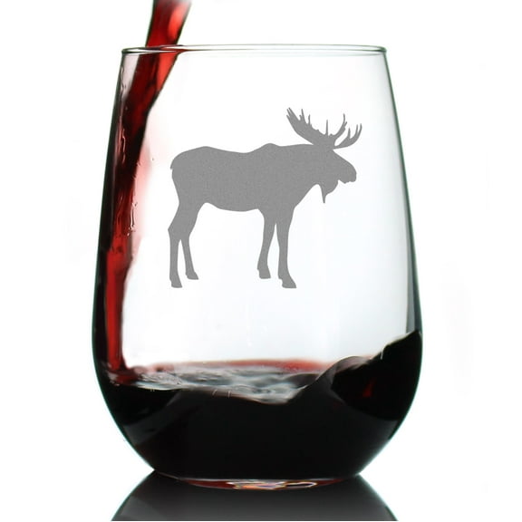 Bevvee Stemless Wine Glass 17 oz Moose Silhouette Gifts for Nature Lovers Wine Glasses