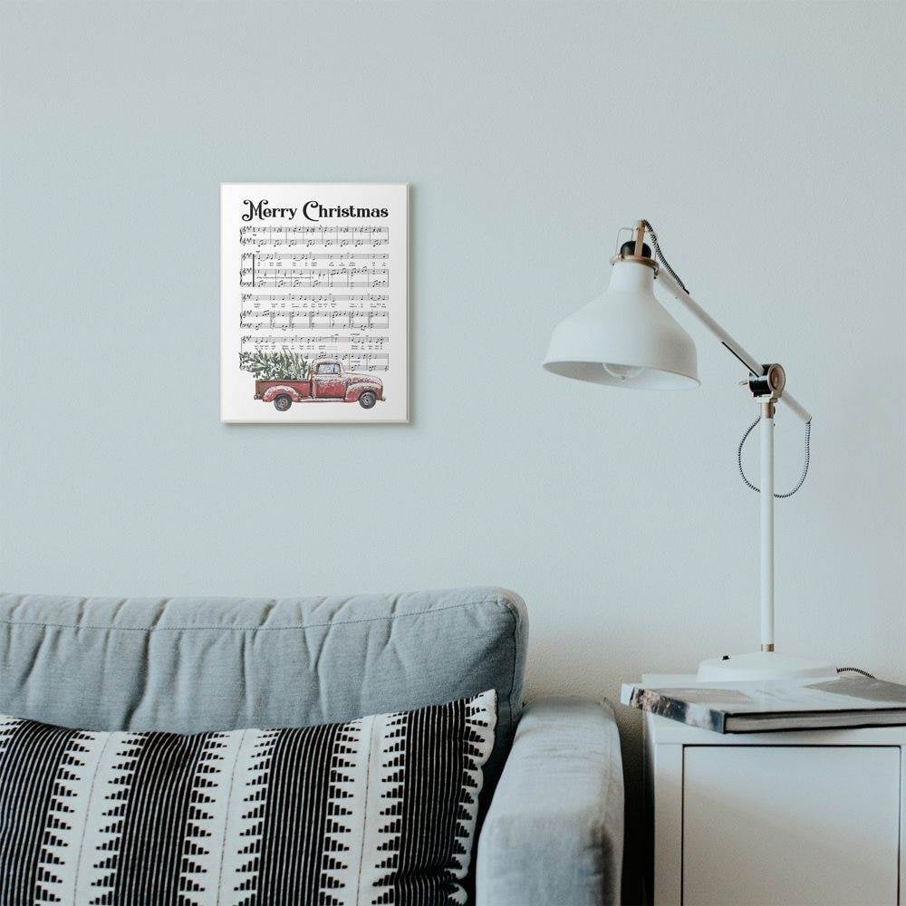 Stupell Industries Merry Christmas Silent Night Composition Holiday Design Wood Wall Art By Artist Lettered and Lined