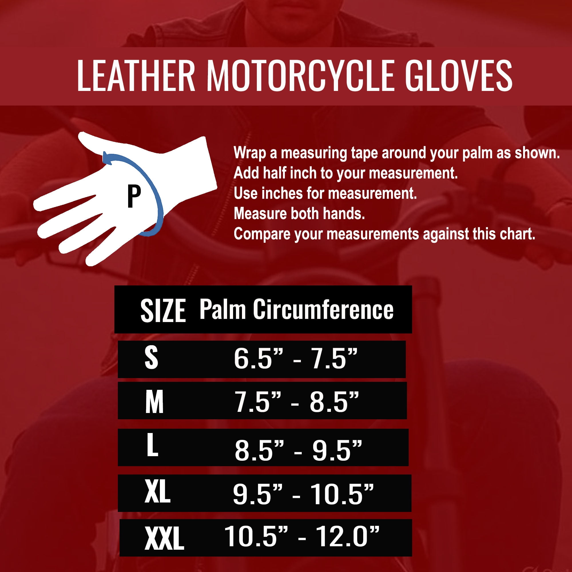 Men's Vintage Goatskin Leather Motorcycle Gloves Gel Padded Cruiser Street Riding Protective Racing Powersports S