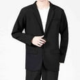 thumbnail image 2 of BiZtdJrK Regular Fit Sport Jacket for Men Big and Tall Long Sleeve 2 Buttons Casual Blazers Notched Lapel Solid Fall Suit Jackets with Pockets Black XL, 2 of 8